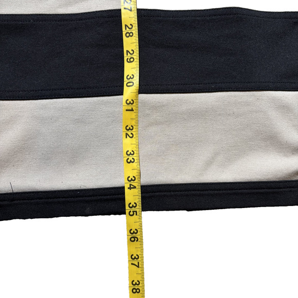 Calvin Klein Dress Sz 12 Black Beige Striped Sleeveless Crew Neck Corpcore EUC - Picture 9 of 10